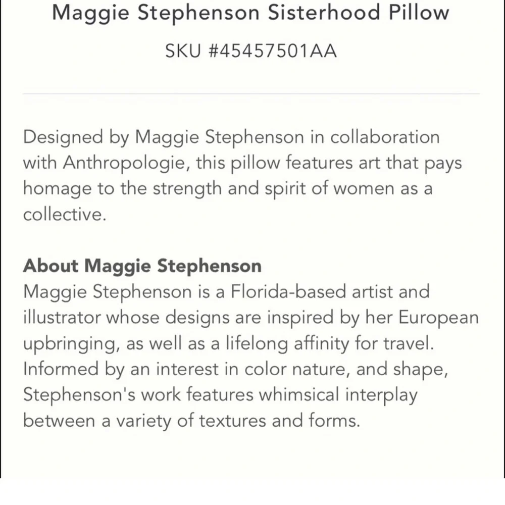 Maggie Stephenson for Anthropologie sisterhood pillow ✨NWT✨